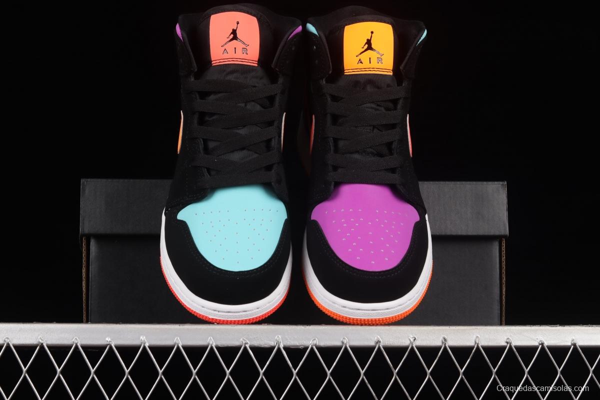 Air Jordan 1 Mid candy mandarin duck 3m reflective matching basketball shoes 554725-083