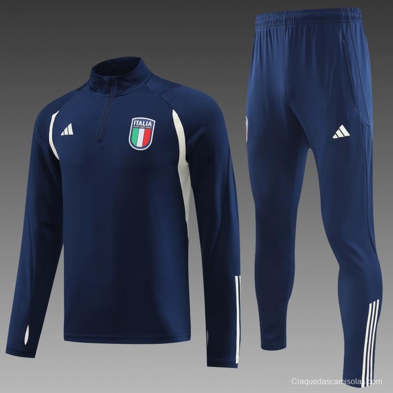 2023 Italy Navy Half Zipper Jacket +Pants