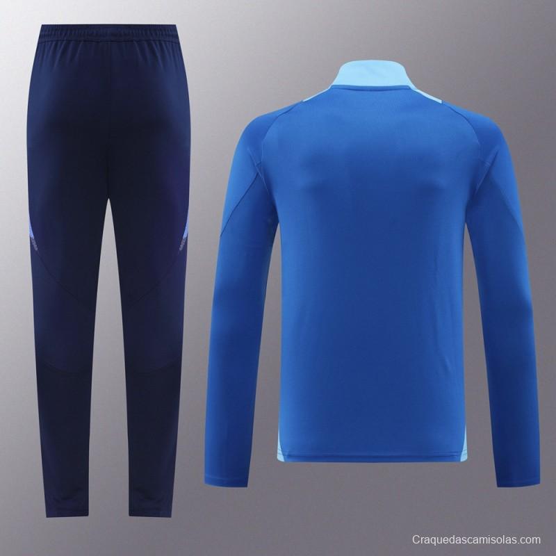 2024 Adidas Blue Half Zipper Jacket +Long Pants