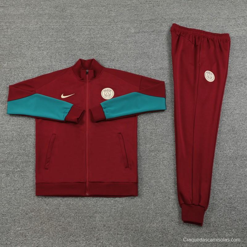 24/25 PSG Wine Full Zipper Jacket +Long Pants