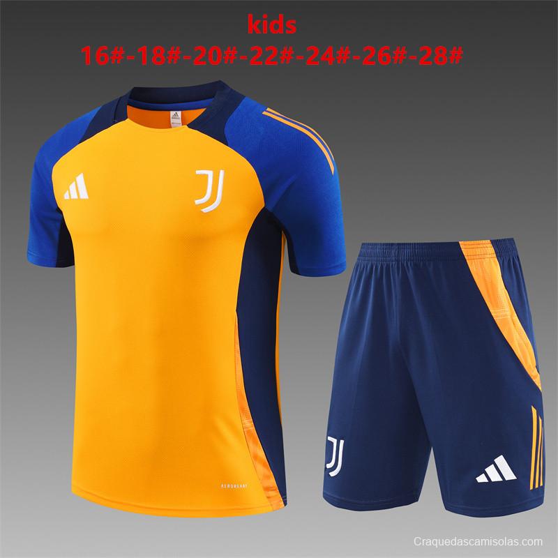 24/25 Kids Juventus Orange/Navy Short Sleeve Jersey+Shorts